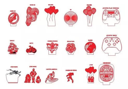 Vetores Cnc Laser Luminárias 3d Led + De 90 Modelos