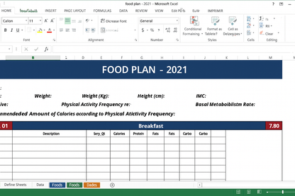 Planilha Plano Alimentar  Dieta e Regime