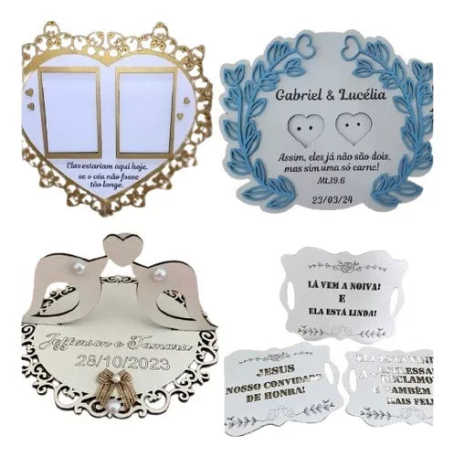 Vetor Placa Decorativa Para Casamento - Cnc - Laser / Router