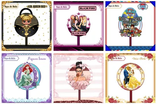 Pacote De Arquivos Para Topos De Bolo Com 111 Temas + Mockup