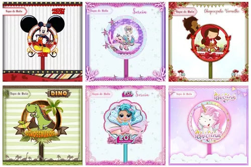 Pacote De Arquivos Para Topos De Bolo Com 111 Temas + Mockup