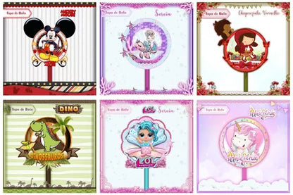 Pacote De Arquivos Para Topos De Bolo Com 111 Temas + Mockup