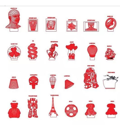 Vetores Cnc Laser Luminárias 3d Led + De 90 Modelos