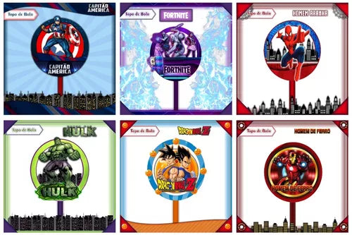 Pacote De Arquivos Para Topos De Bolo Com 111 Temas + Mockup