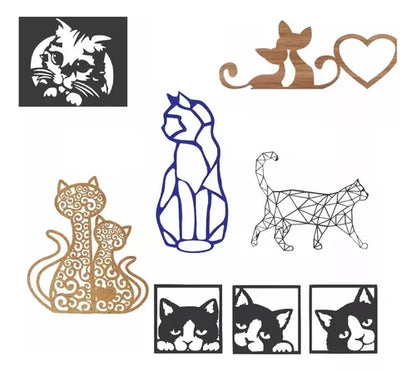 Pacote Vetores Quadros Gatos Pet Corte Cnc Laser Router