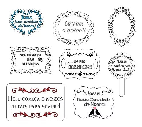 Vetor Placa Decorativa Para Casamento - Cnc - Laser / Router