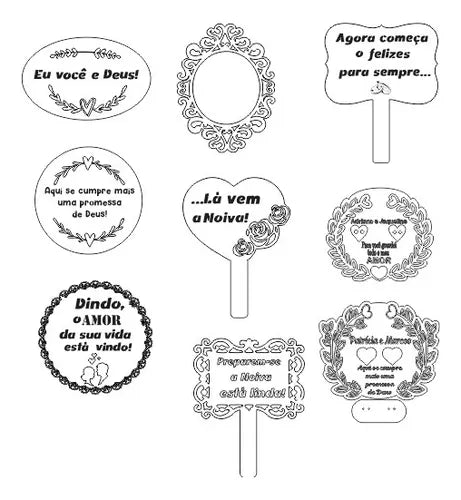 Vetor Placa Decorativa Para Casamento - Cnc - Laser / Router