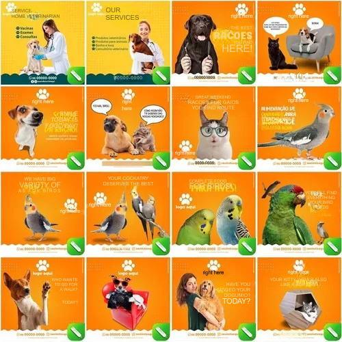 Pack 100 Artes Para Petshop Pet Shop Editáveis Corel Cdr