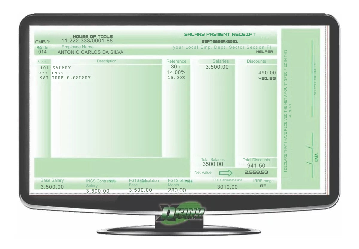 Modelo Holerite Comprovante De Renda Editável