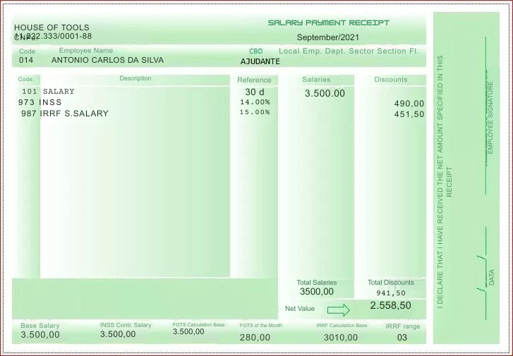 Modelo Holerite Comprovante De Renda Editável