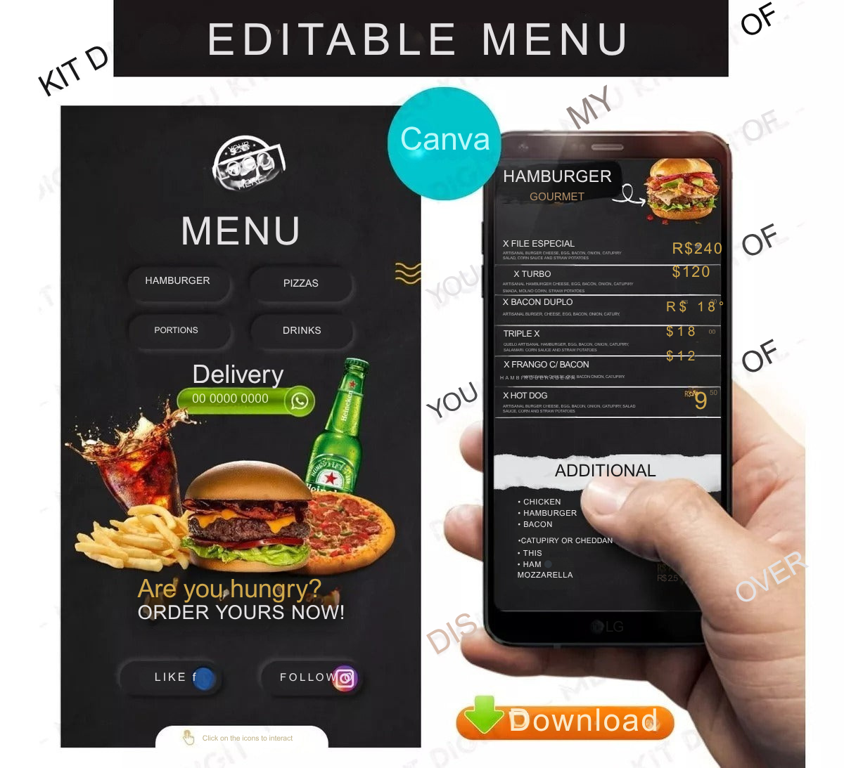 Cardápio Digital Lanchonete/ Pizzaria ( Editável No Celular)