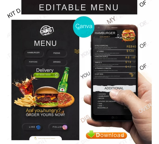 Cardápio Digital Lanchonete/ Pizzaria ( Editável No Celular)