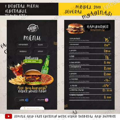 Cardápio Digital Lanchonete/ Pizzaria ( Editável No Celular)