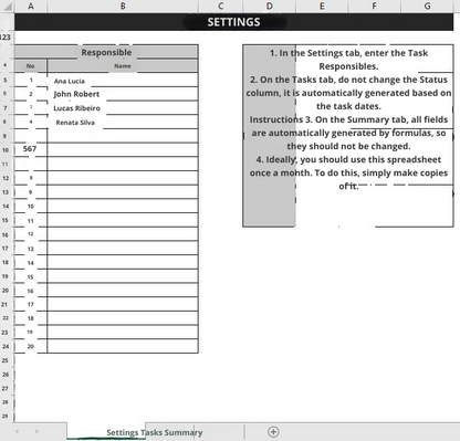 Planilha Controle De Tarefas + Cronograma De Atividades
