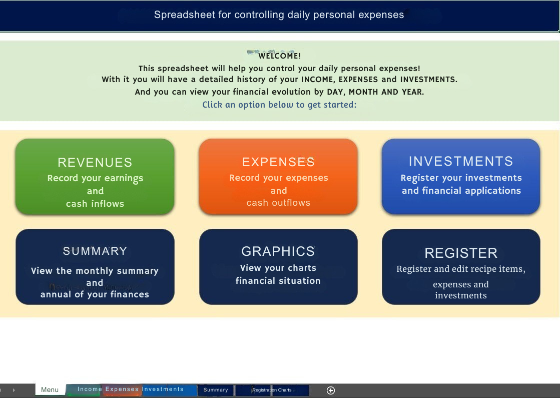 Planilha Controle De Gastos Pessoais Diários - Com Gráficos