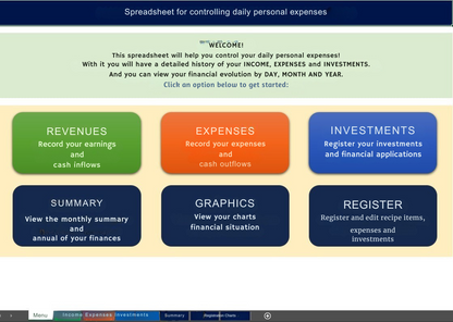 Planilha Controle De Gastos Pessoais Diários - Com Gráficos