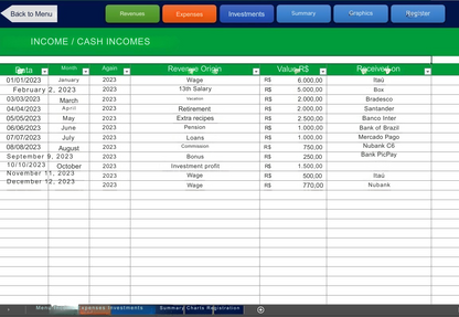 Planilha Controle De Gastos Pessoais Diários - Com Gráficos