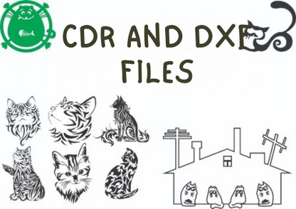 Pacote Vetores Quadros Gatos Pet Corte Cnc Laser Router