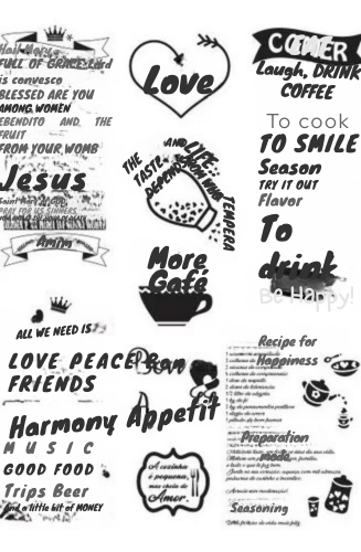 Pacote Vetores Frases Cozinha Cafe Adesivos Lase Router Cnc