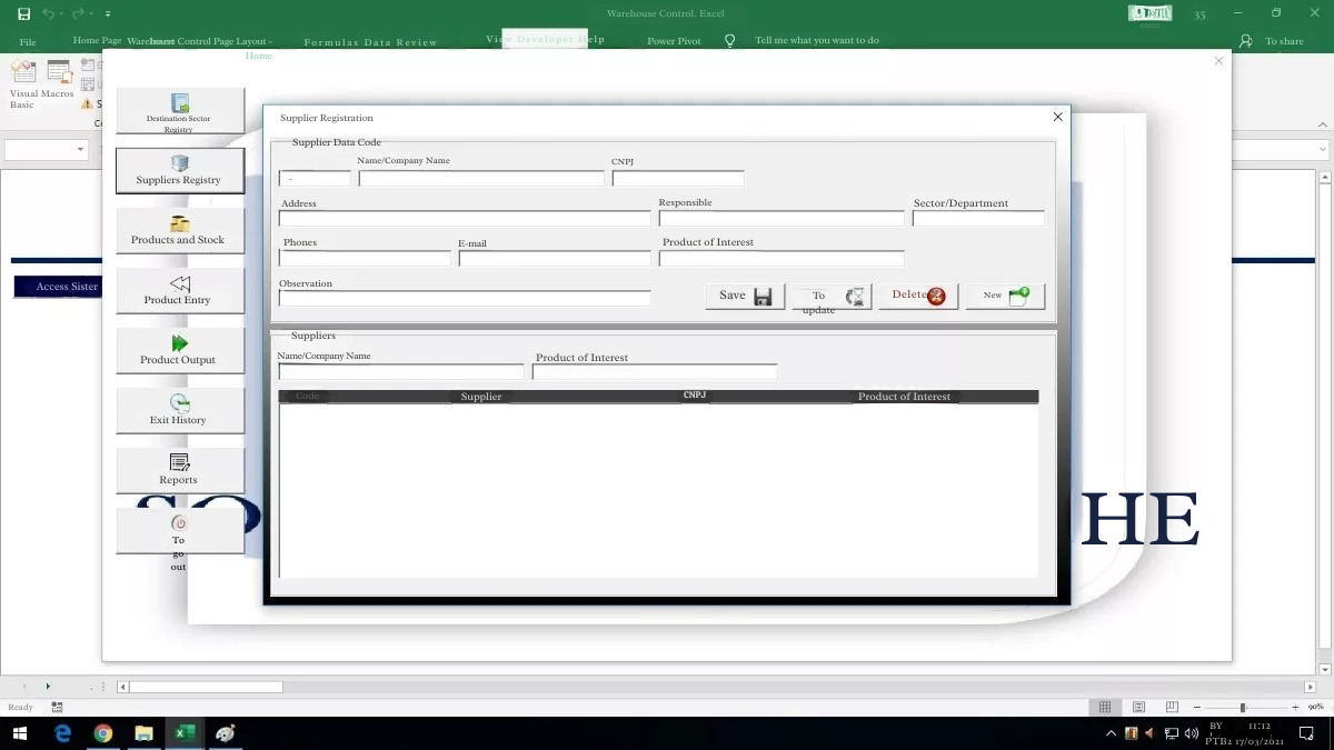 Planilha Controle De Estoque E Almoxarifado